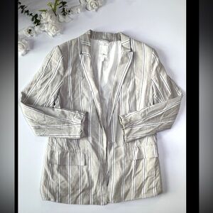 HM Striped blazer linen blend beige trendy work